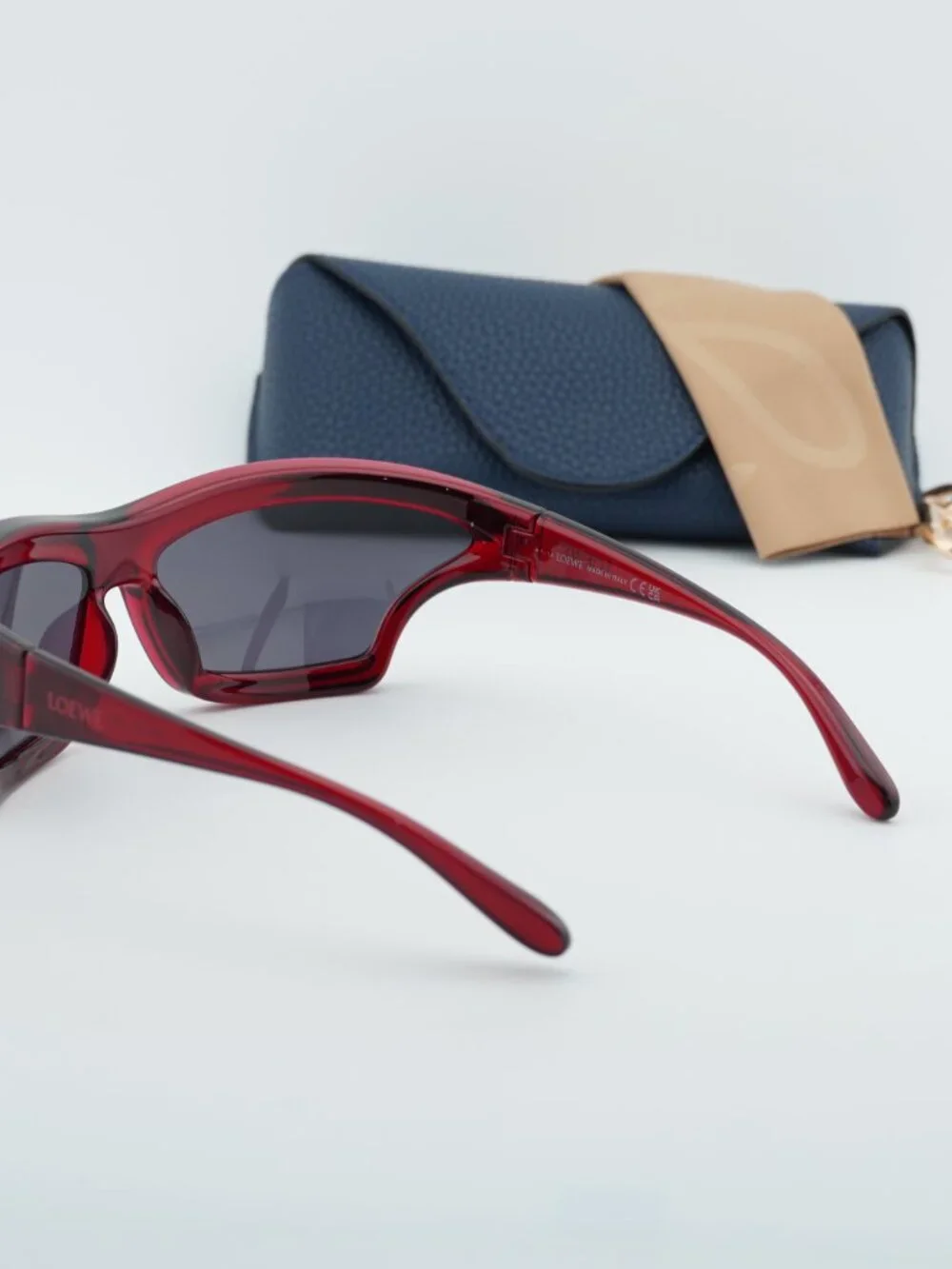 Loewe LW40143U 66A Rectangle Sunglasses - Shiny Red / Grey